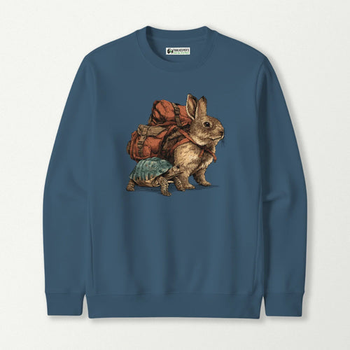 Rabbit Backpacker Next To Turtle Sweatshirt